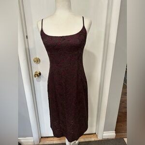 And Taylor Brown eyelet dress with pink lining spaghetti straps Y2K size 4